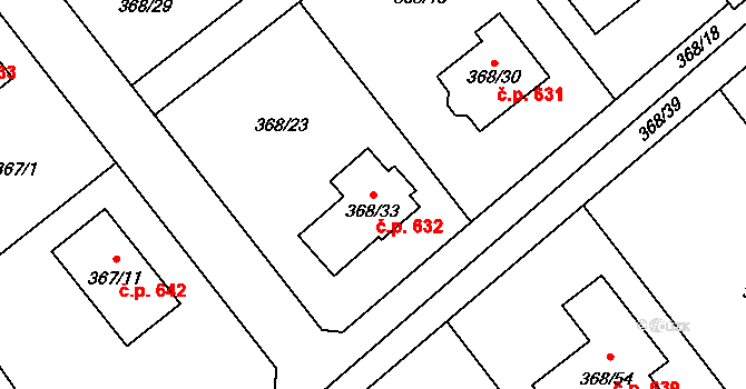 Krmelín 632 na parcele st. 368/33 v KÚ Krmelín, Katastrální mapa