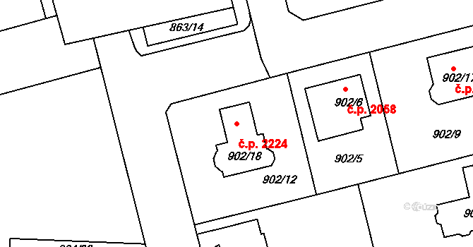 Turnov 2224 na parcele st. 902/18 v KÚ Turnov, Katastrální mapa