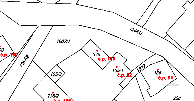 Čistá v Krkonoších 188, Černý Důl na parcele st. 375 v KÚ Čistá v Krkonoších, Katastrální mapa
