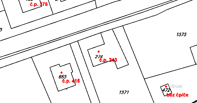 Brantice 243 na parcele st. 274 v KÚ Brantice, Katastrální mapa