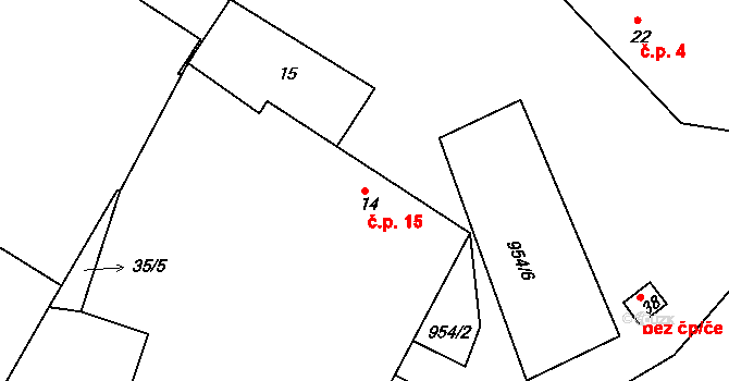 Kašina Hora 15, Záhoří na parcele st. 14 v KÚ Kašina Hora, Katastrální mapa