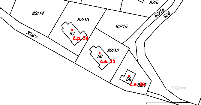 Skály 33, Teplice nad Metují na parcele st. 56 v KÚ Skály u Teplic nad Metují, Katastrální mapa