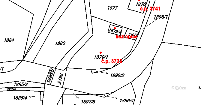 Mšeno nad Nisou 3736, Jablonec nad Nisou na parcele st. 1879/1 v KÚ Mšeno nad Nisou, Katastrální mapa