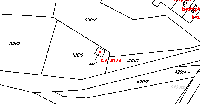 Znojmo 4179 na parcele st. 261 v KÚ Znojmo-Hradiště, Katastrální mapa