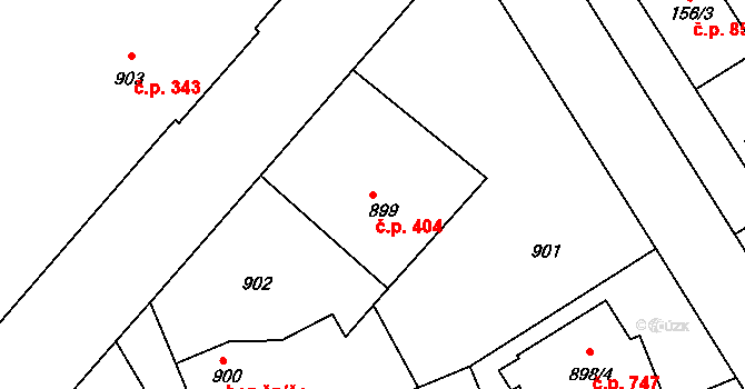 Bystřice nad Pernštejnem 404 na parcele st. 899 v KÚ Bystřice nad Pernštejnem, Katastrální mapa