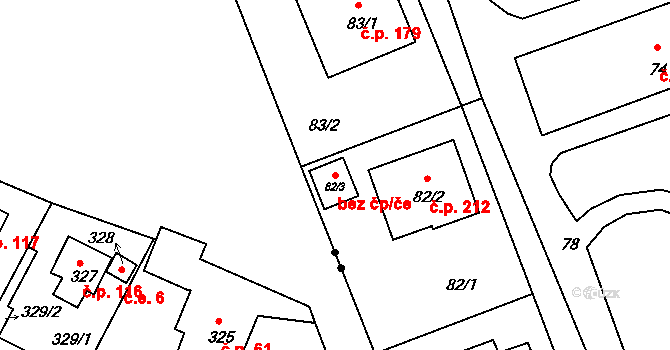 Jihlava 38682591 na parcele st. 82/3 v KÚ Antonínův Důl, Katastrální mapa