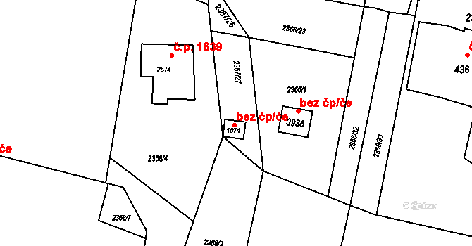 Rožnov pod Radhoštěm 39550591 na parcele st. 1074 v KÚ Rožnov pod Radhoštěm, Katastrální mapa
