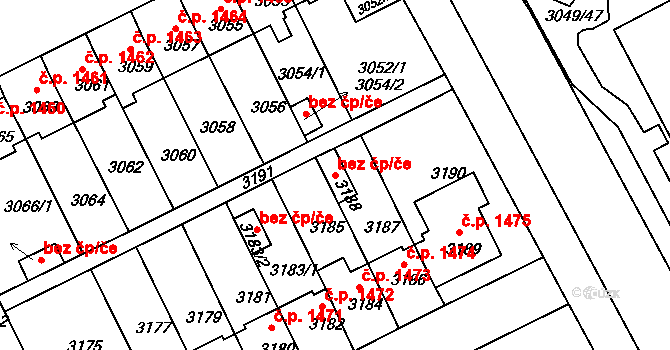 Praha 40489591 na parcele st. 3188 v KÚ Záběhlice, Katastrální mapa