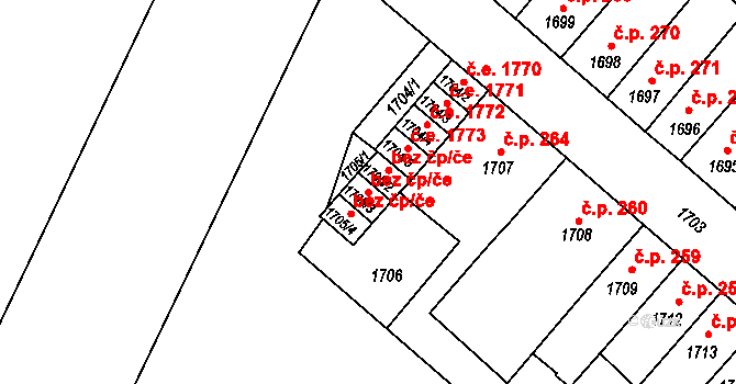 Bílina 40987591 na parcele st. 1705/3 v KÚ Bílina, Katastrální mapa