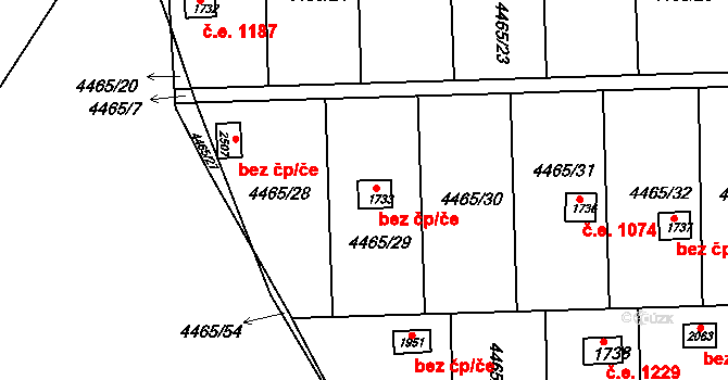 Veselí nad Moravou 41803591 na parcele st. 1733 v KÚ Veselí-Předměstí, Katastrální mapa