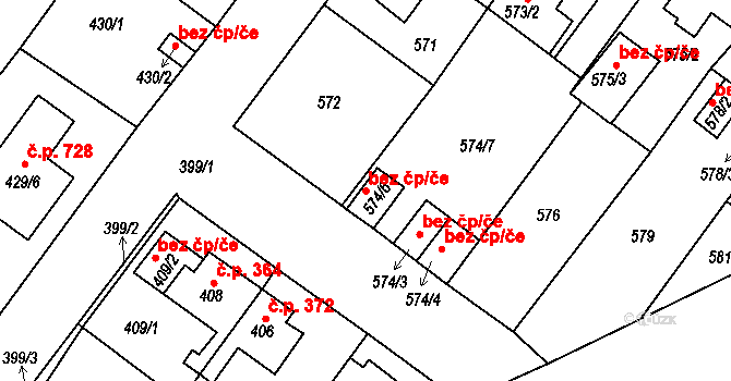 Proboštov 42025591 na parcele st. 574/6 v KÚ Proboštov u Teplic, Katastrální mapa