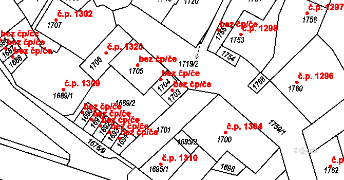 Kladno 44395591 na parcele st. 1703 v KÚ Kročehlavy, Katastrální mapa