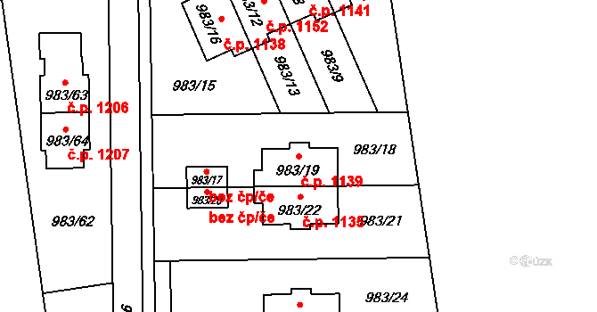 Kylešovice 1139, Opava na parcele st. 983/19 v KÚ Kylešovice, Katastrální mapa