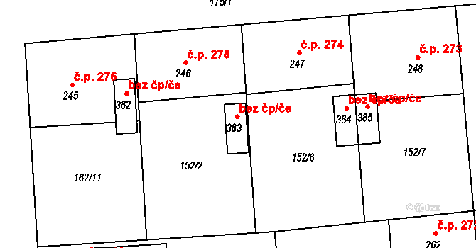 Leština 44942591 na parcele st. 383 v KÚ Leština u Zábřeha, Katastrální mapa