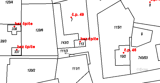 Škrdlovice 47204591 na parcele st. 113 v KÚ Škrdlovice, Katastrální mapa