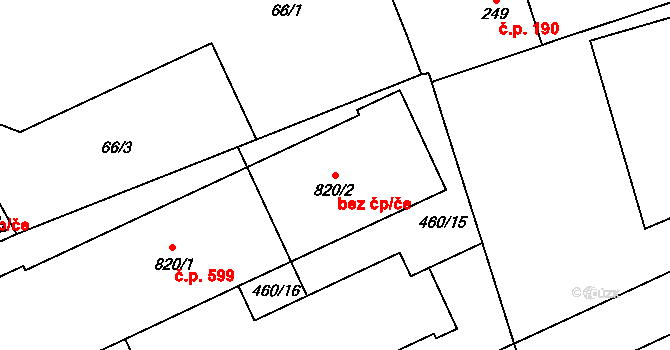Zlín 47870591 na parcele st. 820/2 v KÚ Prštné, Katastrální mapa