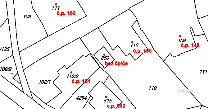 Černilov 49267591 na parcele st. 850 v KÚ Černilov, Katastrální mapa