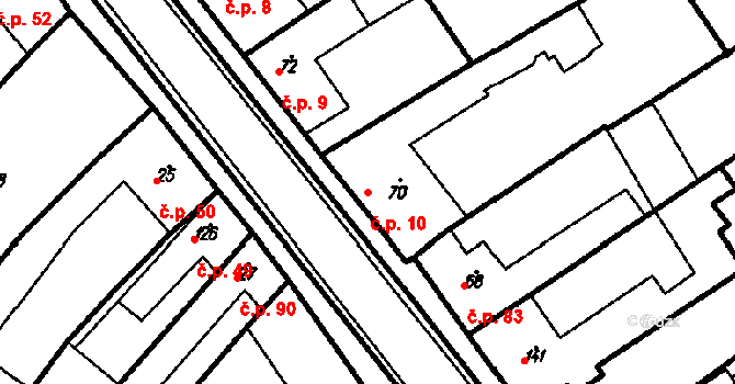 Kloboučky 10, Bučovice na parcele st. 70 v KÚ Kloboučky, Katastrální mapa