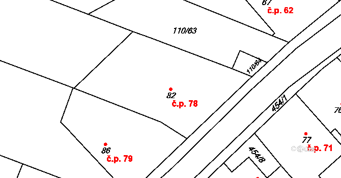 Stolany 78 na parcele st. 82 v KÚ Stolany, Katastrální mapa