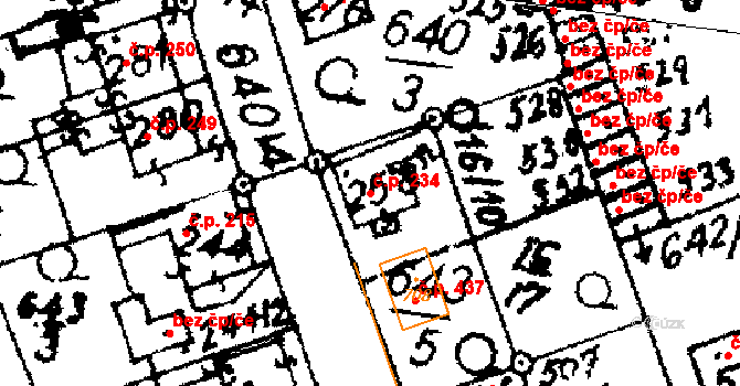 Hrochův Týnec 234 na parcele st. 258 v KÚ Hrochův Týnec, Katastrální mapa