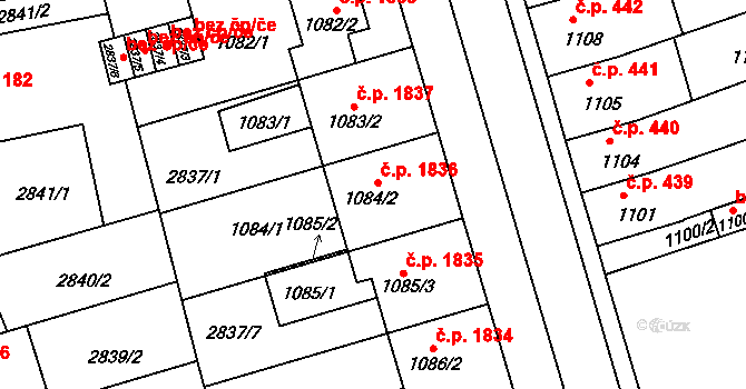 Holešov 1836 na parcele st. 1084/2 v KÚ Holešov, Katastrální mapa