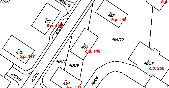 Malé Předměstí 116, Horšovský Týn na parcele st. 453 v KÚ Horšovský Týn, Katastrální mapa