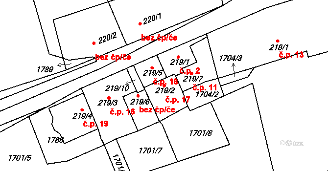 Chotěšovičky 17, Pňovany na parcele st. 219/2 v KÚ Pňovany, Katastrální mapa