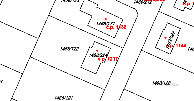Pečky 1217 na parcele st. 1468/224 v KÚ Pečky, Katastrální mapa
