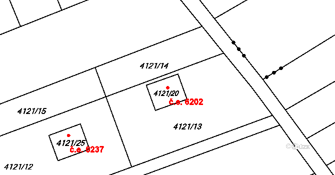 Znojmo 6202 na parcele st. 4121/20 v KÚ Znojmo-město, Katastrální mapa