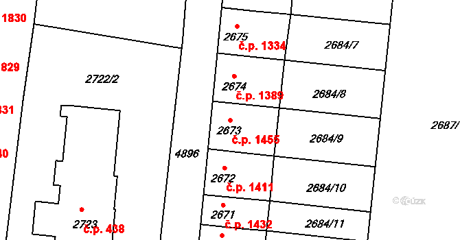 Louny 1455 na parcele st. 2673 v KÚ Louny, Katastrální mapa