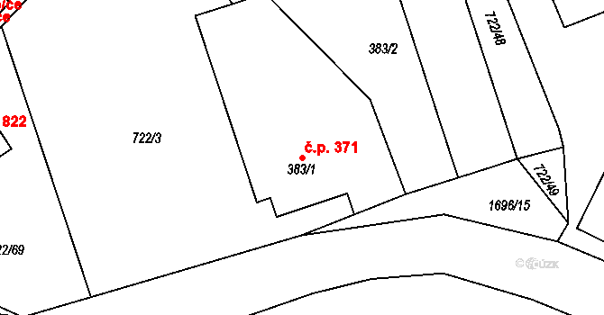 Přibyslav 371 na parcele st. 383/1 v KÚ Přibyslav, Katastrální mapa