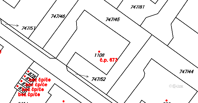 Přibyslav 673 na parcele st. 1108 v KÚ Přibyslav, Katastrální mapa