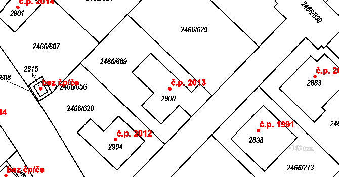 Tišnov 2013 na parcele st. 2900 v KÚ Tišnov, Katastrální mapa