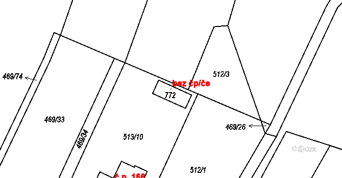 Železnice 108118592 na parcele st. 772 v KÚ Železnice, Katastrální mapa