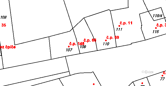 Přerov VI-Újezdec 66, Přerov na parcele st. 109 v KÚ Újezdec u Přerova, Katastrální mapa