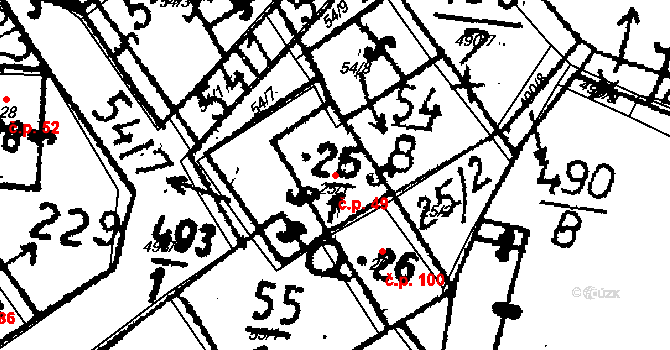Tupadly 49 na parcele st. 25/1 v KÚ Tupadly u Čáslavi, Katastrální mapa