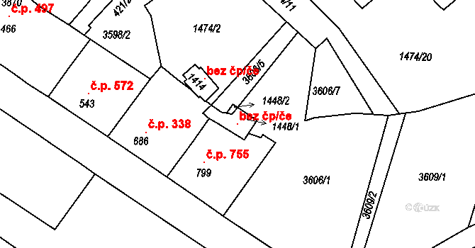 Uherský Ostroh 120262592 na parcele st. 1448/1 v KÚ Ostrožské Předměstí, Katastrální mapa