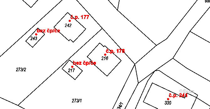 Jenišovice 178 na parcele st. 216 v KÚ Jenišovice u Jablonce nad Nisou, Katastrální mapa