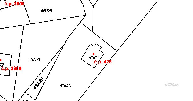Kokonín 425, Jablonec nad Nisou na parcele st. 436 v KÚ Kokonín, Katastrální mapa