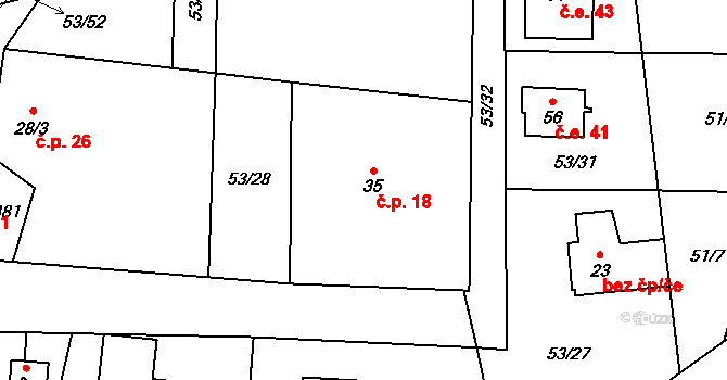 Hlávkov 18, Vyskytná nad Jihlavou na parcele st. 35 v KÚ Hlávkov, Katastrální mapa