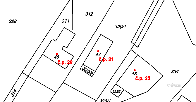 Želechy 21, Lomnice nad Popelkou na parcele st. 47 v KÚ Želechy, Katastrální mapa