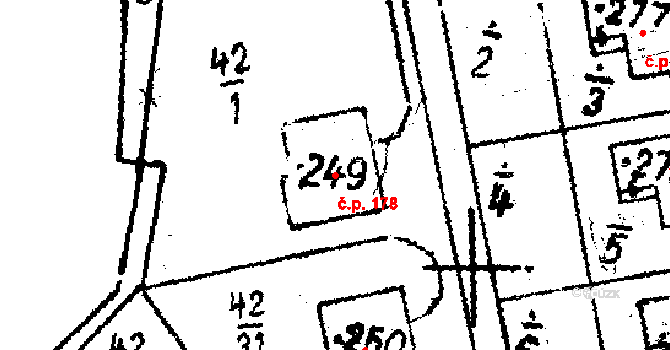 Studánka 178 na parcele st. 249 v KÚ Studánka u Tachova, Katastrální mapa