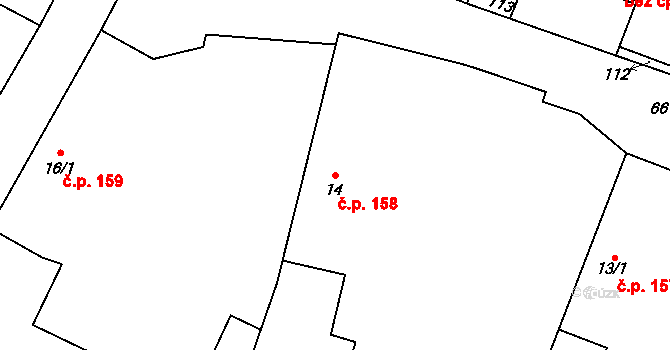 Černožice 158 na parcele st. 14 v KÚ Černožice nad Labem, Katastrální mapa
