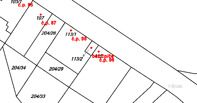 Kroučová 96 na parcele st. 115 v KÚ Kroučová, Katastrální mapa