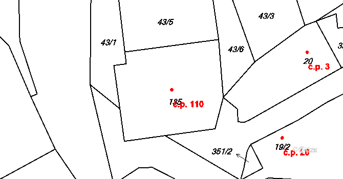 Sudoměřice u Tábora 110 na parcele st. 135 v KÚ Sudoměřice u Tábora, Katastrální mapa
