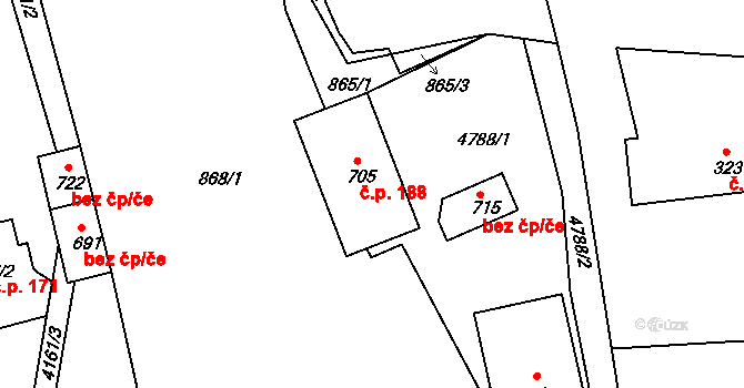Horní Sloupnice 188, Sloupnice na parcele st. 705 v KÚ Horní Sloupnice, Katastrální mapa