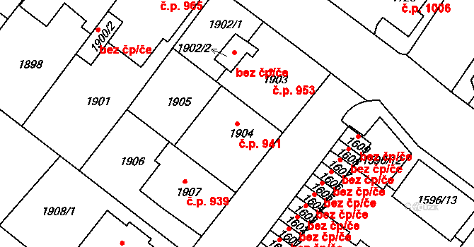 Duchcov 941 na parcele st. 1904 v KÚ Duchcov, Katastrální mapa