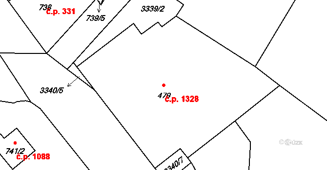 Pelhřimov 1328 na parcele st. 479 v KÚ Pelhřimov, Katastrální mapa
