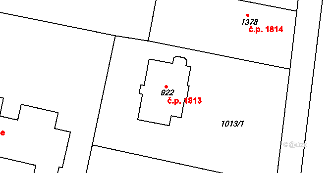 Nový Bydžov 1813 na parcele st. 922 v KÚ Nový Bydžov, Katastrální mapa