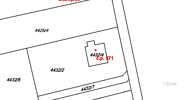 Lískovec 371, Frýdek-Místek na parcele st. 4432/4 v KÚ Lískovec u Frýdku-Místku, Katastrální mapa